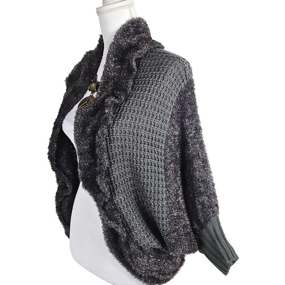 Urban Mango ~Woman Size L~ Gray Sweater Cardigan Open Front. - Picture 10 of 12